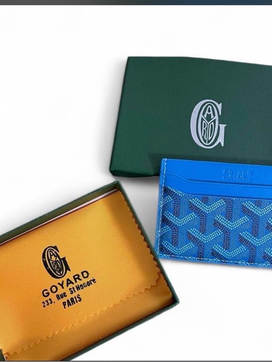 Goyard Other - Goyard Blue Patterned Card Holder with Bright Blue Trim